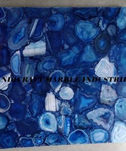 B08SC3X6TN 33" Inch Agate Square Table, Natural Agate Table, Square Coffee Table, Blue Agate Table, Square Agate Stone Table