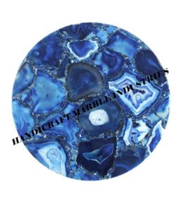 B08S6QHFZP 15" Inch Round Blue Agate Coffee Table, Agate Table, Stone Coffee Table, Agate Table Top, Agate Coffee Table, Agate Side Table Home Decor