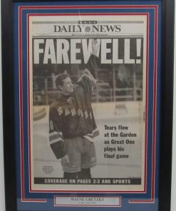 B08WPTHLDQ Wayne Gretzky Rangers 1999 Final Game Daily News Newspaper Framed 157916