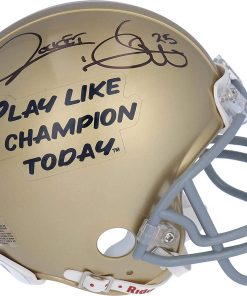 B08T6QKS35 Raghib"Rocket" Ismail Notre Dame Fighting Irish Autographed Riddell Play Like A Champion Today VSR4 Mini Helmet - Autographed College Mini Helmets