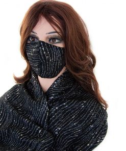 B08WHSBJVC Shimmer 4 pc Mask, scarf, Ear saver, Scrunchie Set