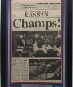 B08WQ1GK8C Kansas Jayhawks 1988 NCAA Champs University Daily Kansan Newspaper Framed 157910