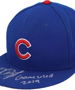 B08V3F39H4 Kris Bryant Chicago Cubs Autographed Game-Used Blue Cap from the 2019 MLB Season with"Game Used 2019" Inscription - Game Used MLB Hats