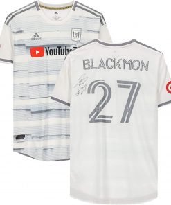 B08WJLX61H Tristan Blackmon LAFC Autographed Match-Used #27 White Jersey from the 2020 MLS Season - Autographed Soccer Jerseys