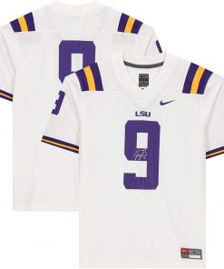 B08V3HHK86 Joe Burrow LSU Tigers Autographed White Nike Game Jersey - Signed on Front - Autographed College Jerseys