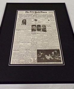 B08TTBN3VL New York Times April 15 1970 Framed 16x20 Front Page Poster Crippled Apollo 13