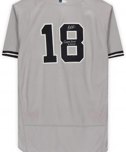 B08T6CC3W5 Didi Gregorius New York Yankees Autographed Game-Used #18 Gray Jersey vs. Cleveland Indians on July 15, 2018 with"Game Used 7-15-18" Inscription - MLB Autographed Game Used Bats