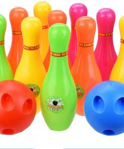 B08T1B5BN4 Bowling Set Kids Large Skittles Bowling Set ABS Material Toys with 10 Pins 2 Ball Indoor Outdoor for Kids (Color : Multi-Colored, Size : One Size)