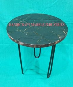 B08VHZVMS6 18" Inch Round (Customize Sizes) Jet Black Natural Agate Coffee Table with Hair Pin Metal Base, Agate Table, Stone Coffee Table, Agate Table Top, Agate Round Coffee Table, Agate Side Table Home Decor