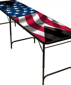B005BUNRYU Red Cup Pong American Flag Beer Pong Table 8ft - Premium HD Design - Black Aluminum with Ball Rack & 6 Pong Balls!