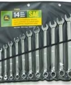 B009KZNRNI John Deere SAE 14-Piece Full Polished Combination Wrench Set - TY19976