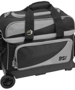 B009IWLNPC Bowlers Superior Inventory BSI Prestige Double Roller Bowling Bag- Black/Gray