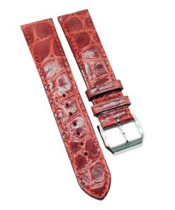 B08SQMYJRR 20mm Waxed Red Alligator Leather Watch Strap