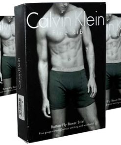 B0034H69TW Calvin Klein 3 Pack in Original Box - Mens Fine Rib Button Fly Boxer Shorts/Briefs: 3 Black