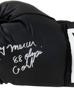 B08TPY3L48 Ray Mercer Signed Everlast Black Boxing Glove w/88 Olympic Gold