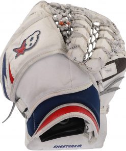 B08T8KLZH5 Igor Shesterkin New York Rangers Game-Used White, Red, and Blue BPTK2 Goalie Glove from the 2019-20 NHL Season - Game Used NHL Gloves