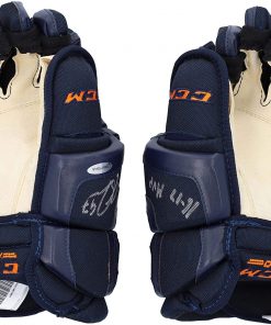 B08T6MBV24 Connor McDavid Edmonton Oilers Autographed Navy Blue CCM Gloves with"16-17 MVP" Inscription - Upper Deck - Autographed NHL Gloves