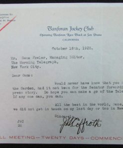 B08S79LTYH James W. Coffroth d.1943 Boxing HOF Promoter Signed 1928 Letter RARE 157072