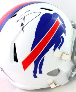 B08TT91RVZ Stefon Diggs Autographed Bills Full Size Speed Helmet - Beckett Witness Black