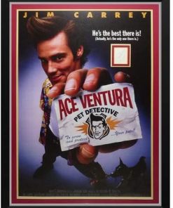 B08WRLXW97 Ace Ventura Full-Size Movie Poster Deluxe Framed with Jim Carrey Autograph - JSA