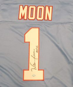 B08TH2YQJW Houston Oilers Warren Moon Autographed Light Blue Jersey MCS Holo