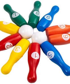 B08T1LJQ64 Bowling Set Numbers Pattern Kids Skittles Bowling Set Wooden Toys with 10 Pins 2 Ball Indoor Outdoor Sport for Kids (Color : Multi-Colored, Size : Medium)