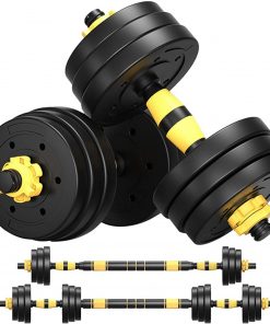 B08W3ZZKTY Adjustable Dumbbells Barbell Set, Hand Weights 22/44/66/88 Pound, Exercise & Fitness Dumbbells Pair with Connecting Rob for Men Women Home Gym Training Weight Loss