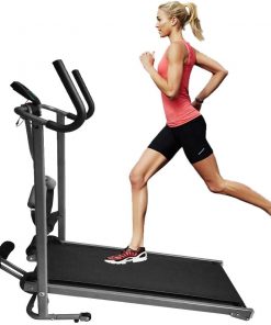 B08T9GXRZC Non-Motorized Mechanical Treadmill for Home,330lbs Weight Capacity Walking & Running Exercise Machine with LCD Screen,Slope Adjustable,4-in-1 Mechanical Mini Walking Machine