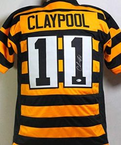 B08RNJCP9Z Chase Claypool Autographed Black/Yellow Pro Style Jersey - Beckett W Auth R1