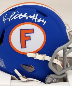 B08WJQ284K Kyle Pitts Autographed Florida Gators Flat Matte Blue Speed Mini Helmet Beckett BAS