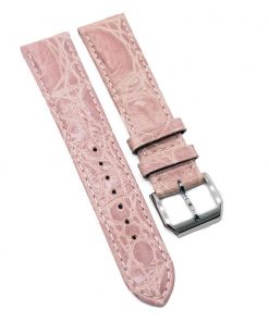 B08SQNY8WB 20mm Waxed Pink Alligator Leather Watch Strap
