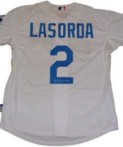B008EEHAT8 Tommy Lasorda Autographed Los Angeles Dodgers Jersey W/PROOF, Picture of Tommy Signing For Us, Los Angeles Dodgers, Brooklyn Dodgers, Kansas City Athletics, World Series Champion, Hall of Fame