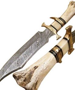 B08VFCHNV3 Knives - Custom Handmade 16 Inch Knife - Hand Forged Damascus Steel Blade - Bone Handle 9871