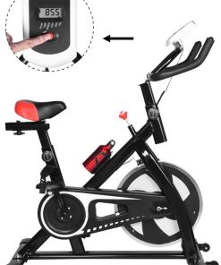 B08SQK94HX [US Stock]Exercise Bike Indoor Cycling Bike Silent Adjustable Stationary Bicycle with LCD Display and Drink Bottle for Home Gym Women Men Workout Cardio Training,41Ã—9Ã—31in