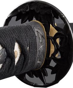 B0031MU77A Handmade Sword - Samurai Wakizashi Sword, Practical, Hand Forged, 1045 Carbon Steel, Clay Tempered, Damascus, Full Tang, Sharp, Bamboo Pattern Tsuba, Black Wooden Scabbard, Sword Certificate