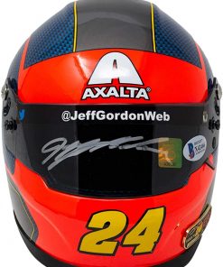 B08TWFG2ND Jeff Gordon Signed Mini Axalta Nascar Rainbow Replica Helmet BAS