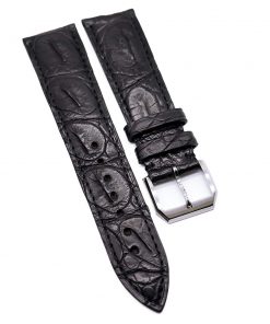 B08W9W2P6L 21mm Black Alligator Leather Horned Back Watch Strap