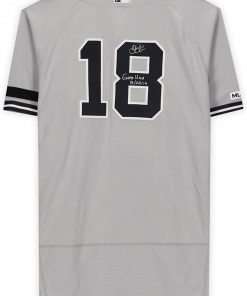 B08T6FFY7W Didi Gregorius New York Yankees Autographed Game-Used #18 Gray Jersey vs. Seattle Mariners on August 28, 2019 - Size 46 with"Game Used 8-28-19" Inscription - MLB Autographed Game Used Bats