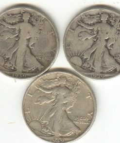 B00470FNRO 3 WALKING LIBERTY HALF DOLLAR SILVER COINS 1939-P, 1939-D, 1939-S ALL THREE MINT MARKS FOR THAT YEAR,