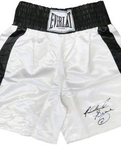 B08SKZSK7F Riddick Bowe Signed Everlast White Boxing Trunks - Schwartz Authentic