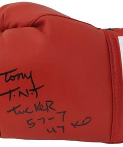 B08TPKCGZW Tony Tucker Signed Everlast Red Boxing Glove w/57-7, 47 KO's