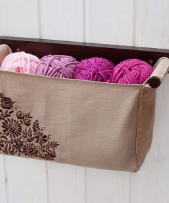 B08W76KTQG My stuff stylish wall hanging organizer with canvas bin and wooden pegs