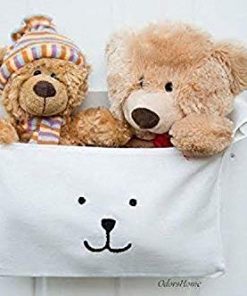 B08W6K6756 My stuff stylish wall hanging organizer with canvas bin and wooden pegs