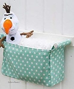 B08W5FDC6K My stuff stylish wall hanging organizer with canvas bin and wooden pegs