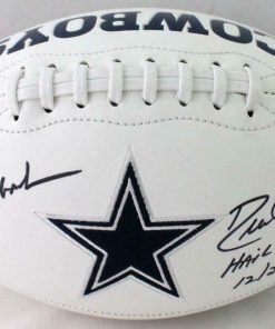 B08W2KNW8T Authentic Autographed Roger Staubach Drew Pearson Cowboys Logo Football With Insc ~ Beckett W Auth