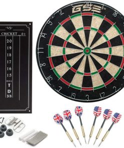 B08W1X4SS1 Professional Regulation Size Bristle Dart Board with Chalk Scoreboard & 6 Darts