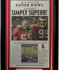 B08WPT1LNX Buccaneers 2003 Super Bowl XXXVII Champs Tampa Tribune Newspaper Framed 157891