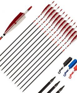 B08SPZLN88 SNOW MONSTER 32 inch Carbon Arrows with 5 inch Turkey Feather Targeting and Practice Archery Hunting Arrows for Recurve & Compound Bow,Traditional Bowsï¼ˆ12 Packï¼‰