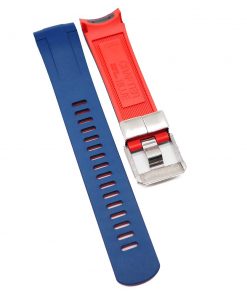 B08V16VJLR Crafter Blue 22mm Curved End Royal Blue/Red Vulcanized Rubber Watch Strap For Tudor Pelagos