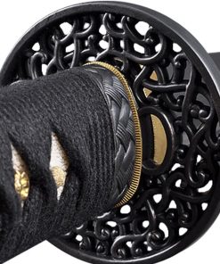 B0031LVESW Handmade Sword - Samurai Wakizashi Sword, Practical, Hand Forged, 1045 Carbon Steel, Clay Tempered, Damascus, Full Tang, Sharp, Black Wooden Scabbard, Sword Certificate